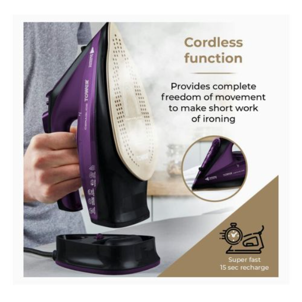 Tower Ceraglid Cord /Cordless Steam Iron 2-IN-1