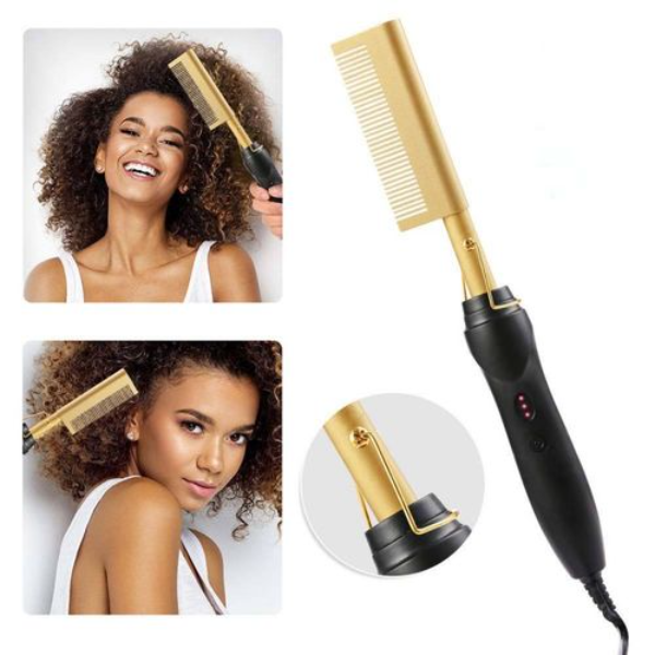 3 in 1 Electric Hot Comb Hair straghtener Hair Curler + UK Plug